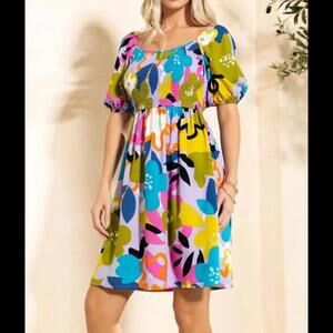 NWT Boutique Oddy purple multicolor floral bohemian babydoll mini dress